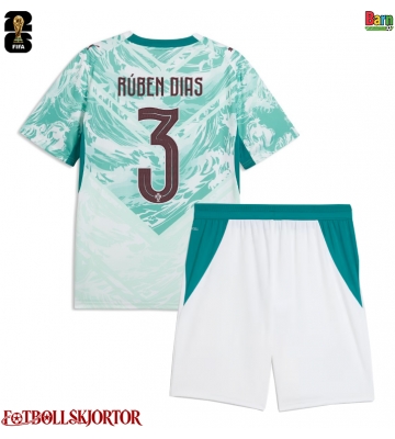 Portugal Ruben Dias #3 Borta Kläder Barn VM 2026 Kortärmad (+ Korta byxor)